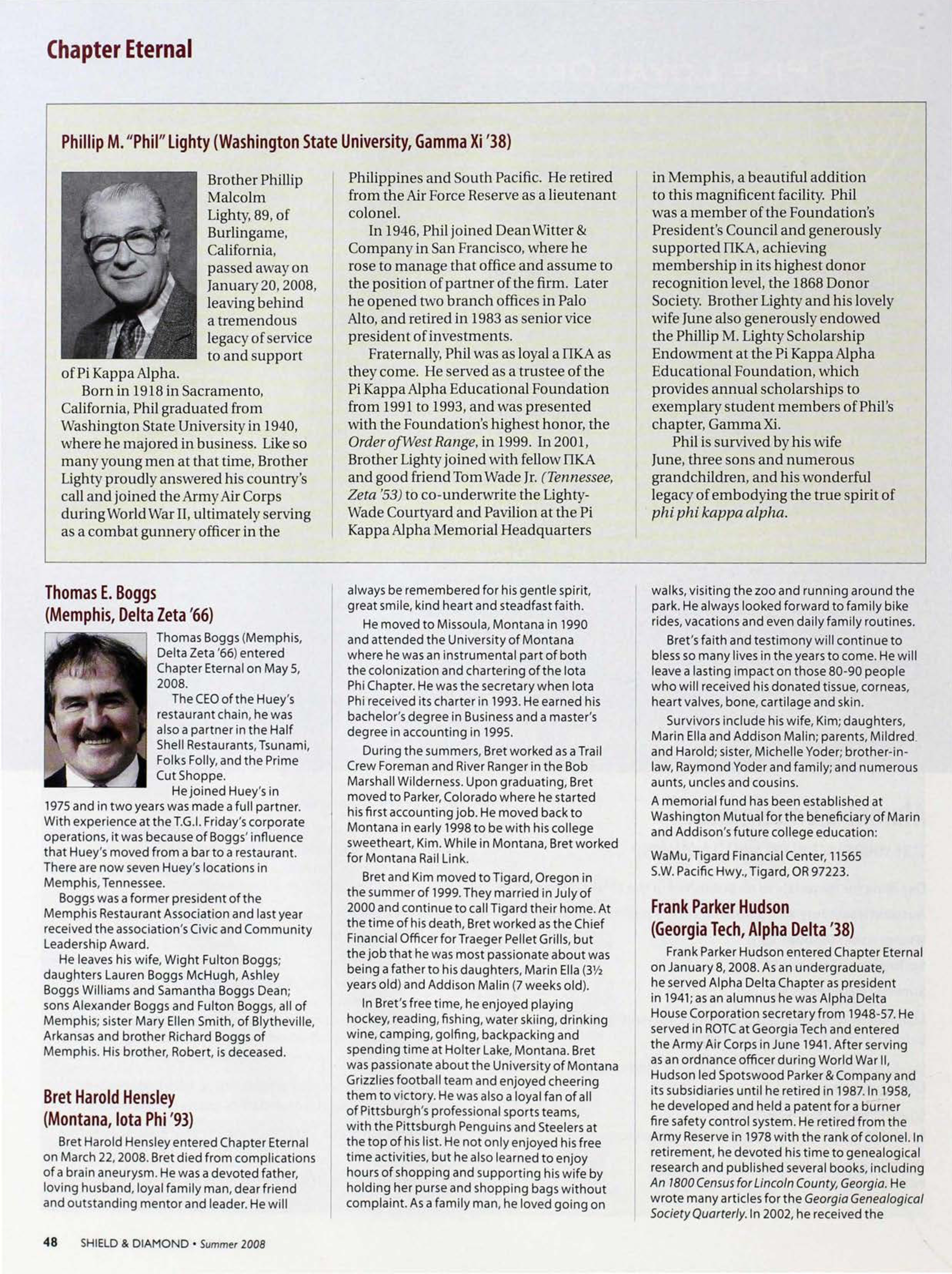 Chapter Eternal, Summer 2008